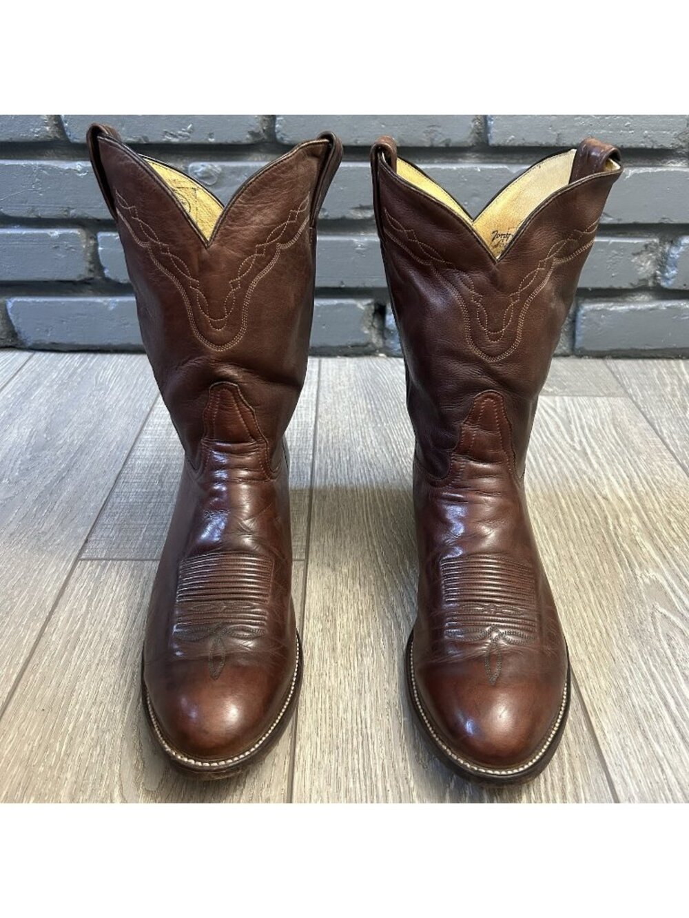 Tony Lama Vintage Brown Round Toe Western Cowboy Boots Mens 11 D